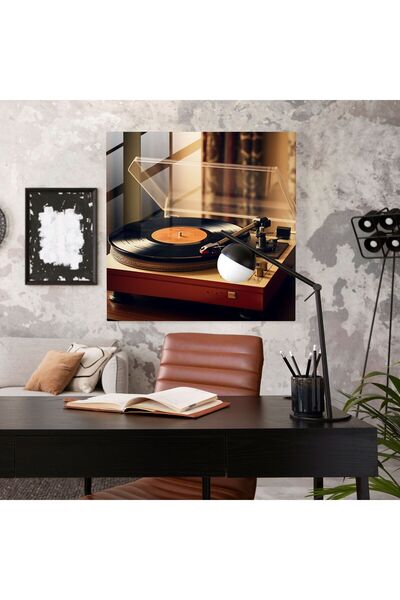 PaintedAnarchy Retro vinil plak çalar Cam Tablo - retro, duvar dekorasyonu, modern sanat, cam duvar sanatı