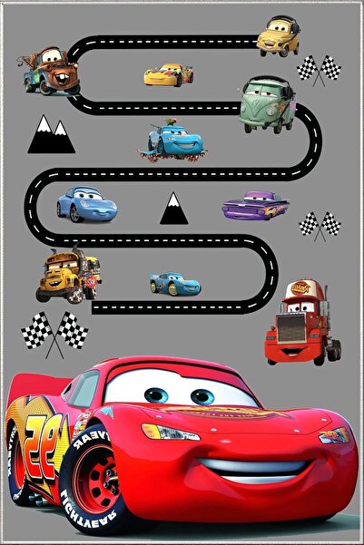 Halımax Cino 88 Şimşek Kırmızı Yarış Araba Çocuk Odası Oyun Halısı