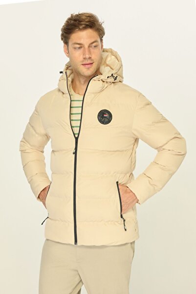 river green Geacă de puf bej pentru bărbați - Impermeabilă și rezistentă la v...