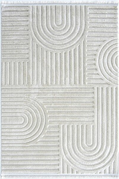 Halımax Enti Halı Step 2213 Krem Hav Toz Vermez Kabartmalı Modern Salon Halısı