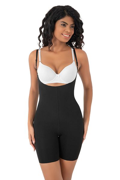 Cooqpoo Black Laser Cut Seamless Corset for Women - Breast Support, Belly Gathering, Full Length Basen