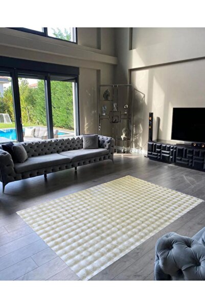 halıpera Bubble Tavşan Serisi Yumuşacık Tavşan Tüyü Dokuma Taban Peluş Halı B...