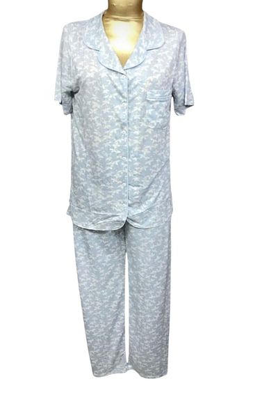 NENA COLLECTION Pijama Nena cu mâneci scurte deschise în față24405-albastru
