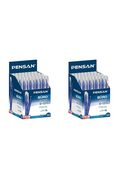 Pensan 2 Pack Pensan Desk Blue Ballpoint Pens 50 Pieces Total 100 Pieces