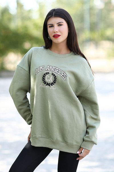 GİYSA Hanorac oversize brodat Los Angeles pentru femei - 9002