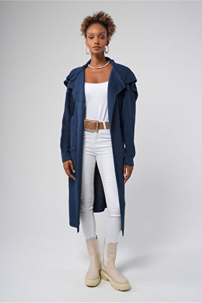 Hopoi Wide Collar Women's Midi Cardigan