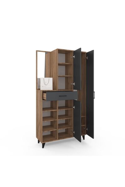 ANZERA Opus Portmanto - Aynalı Atlas Çam - Antrasit