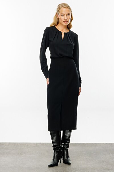 Ekol Front Slit Crepe Skirt 3005-24K