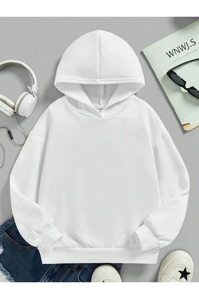 FAVORİST Hooded Basic Sweatshirt - Plain Unprinted, Oversize
