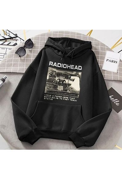 POPULUS Hanorac negru unisex Radiohead - Design