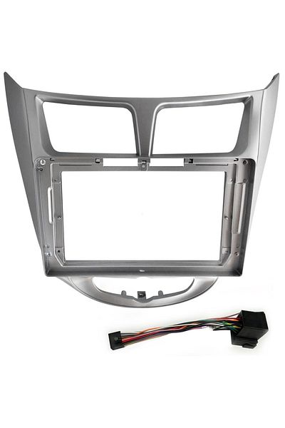 Poke Hyundai Accent Blue 2011-2016 Silver 9 Inch Auto Tablet Frame - Nv-0043