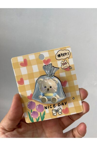 synshop Kawai Teddy Coco Bear Cute Sevimli Ayıcık Ahşap Rozet Çanta Süsü Y2k ...