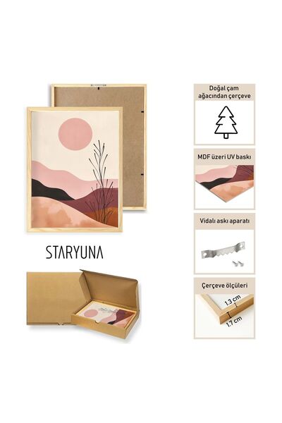 STARYUNA Pictură bilaterală cu lebădă florală în cadru din lemn de culoare pastel Yuna31