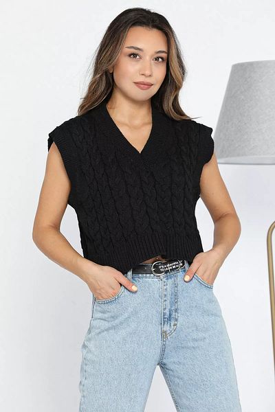 GÜLSELİ V-Neck Black Women's Knitwear Sweater