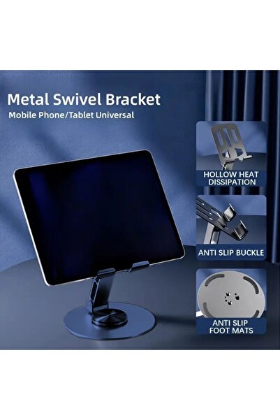 Coverzone Επαγγελματική βάση τηλεφώνου Titanium - Περιστρεφόμενη βάση αλουμινίου, αναδιπλούμενη επιφάνεια εργασίας P05bB