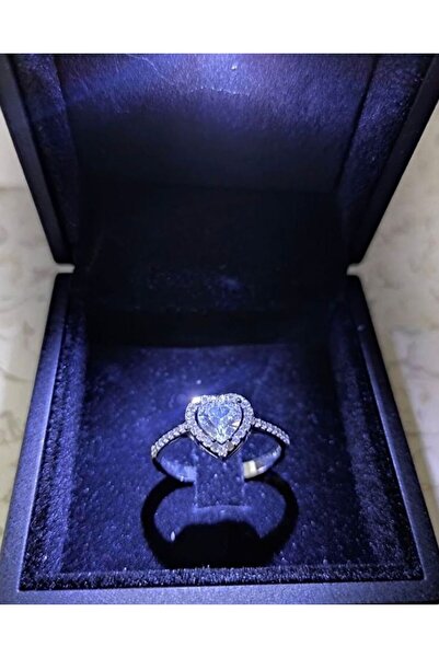 shop Işıklı kutuda çelik kalp ayarlanabilir yüzük şık hediye ciddi ilişki yüzüğü