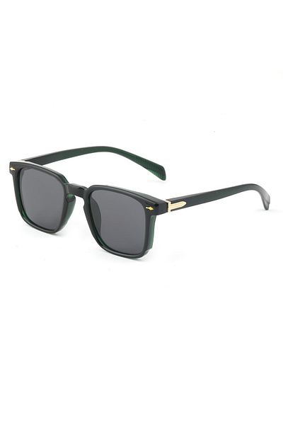 TomyHelf Green Square Design Unisex Sunglasses - Black Glass