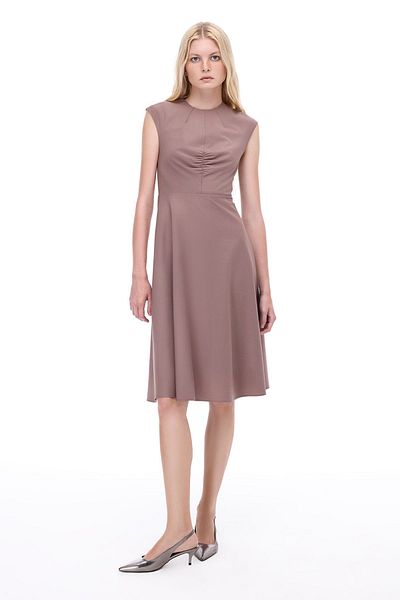 Perspective Φόρεμα Alfios Regular Fit Midi με χαμηλό μανίκι με λαιμόκοψη βιζόν