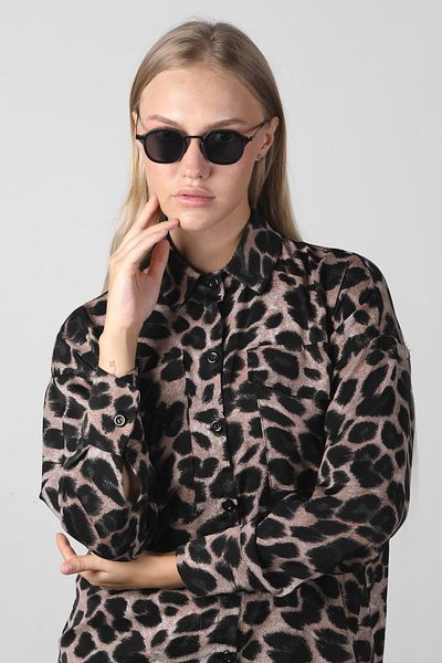TomyHelf Round Black Unisex Sunglasses - Framed and Thin Handle