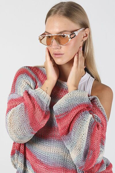 TomyHelf Yeni Sezon Şık Tasarım Mermer Desenli Çerçeve Nude Cam Vintage Unisex Güneş Gözlüğü