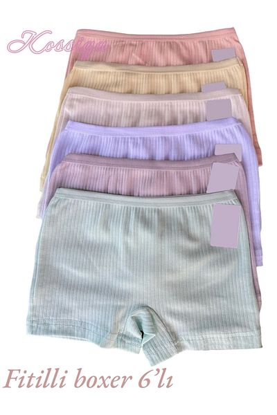 BENDEHEPSİ 6 bucăți boxeri din bumbac de culoare pastel pentru fete cu cordon