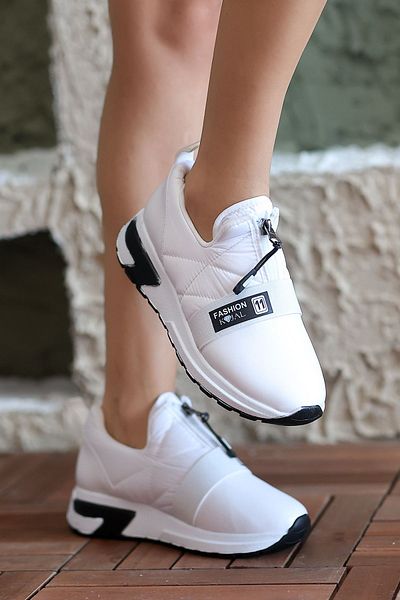 kajal ayakkabı Kajal 011 Zipper Detailed Parachute Fabric Sneakers