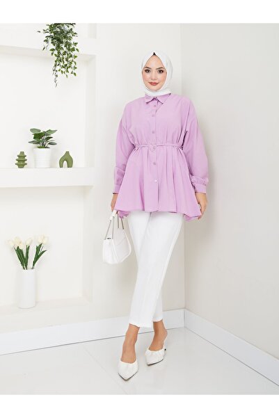 VOLT CLOTHİNG Heart Detailed Shirt Collar Women's Hijab Tunic