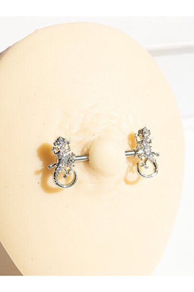 MORNEVA Kertenkele Çelik Meme Ucu Nipple Piercingi 1.6mm Bar 1 Adet