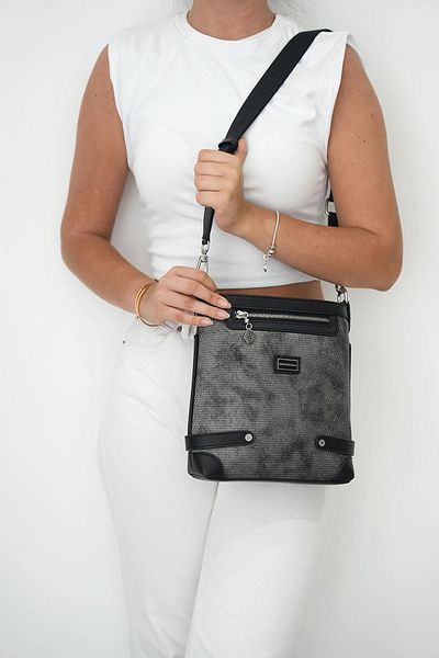 Silver Polo Geantă neagră pentru femei SP1120 - Argintiu și Polo M.silver