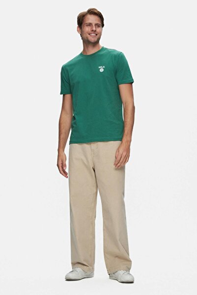 UCLA Ανδρικό μπλουζάκι με πράσινη στάμπα Crew Neck - Standard Fit BASS