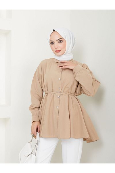 VOLT CLOTHİNG Hijab-Tunika für Damen mit Hemdkragen und Herzdetail