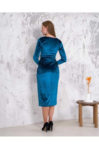 CİXAPLE Rochie de seară din catifea cu guler dublu