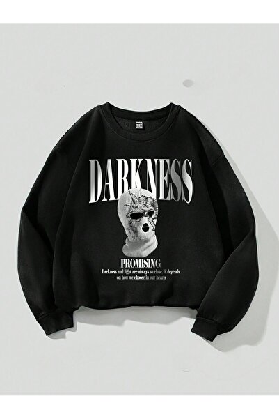OVER HEAD Crna majica sa tiskom "Darkness" unisex okrugla kragna