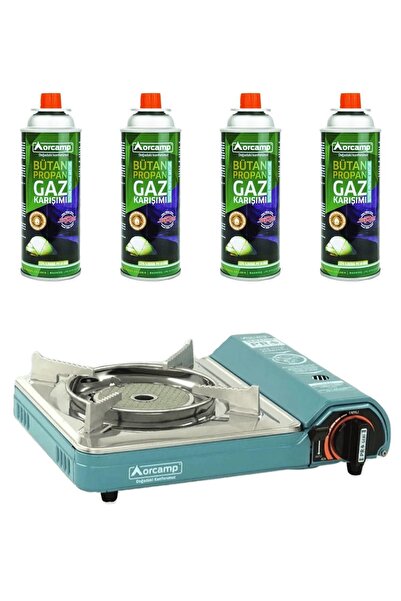 Orcamp Pro Portatif Seramik Kamp Ocak Ve 4 Adet 227 Gr Gaz Kartuş Seti
