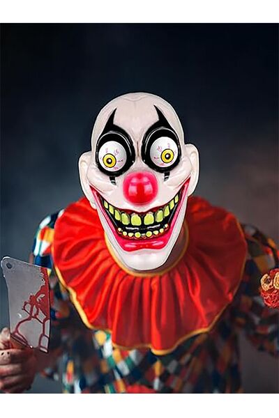Parti dolabı Halloween Adult Throwing Big Eye Scary Clown Party Mask - 24X20Cm