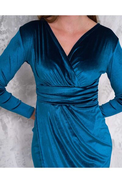 CİXAPLE Rochie de seară din catifea cu guler dublu