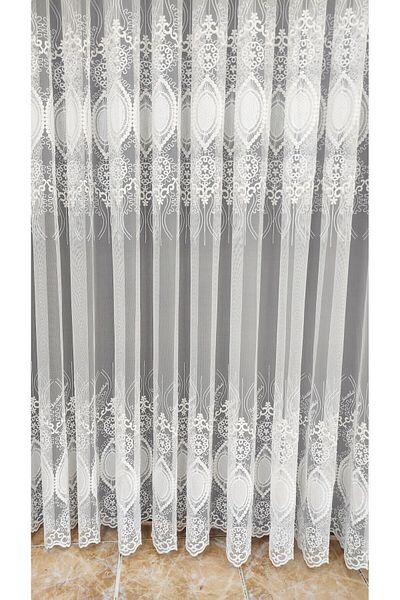 Mexess Embroidered Patterned Pleatless Tulle Curtain - Plain Sewing (1X1 m)