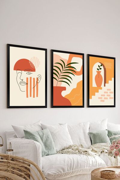 Artavessa طقم طاولة MDF مكون من 3 قطع بإطار أسود - مجموعة 24