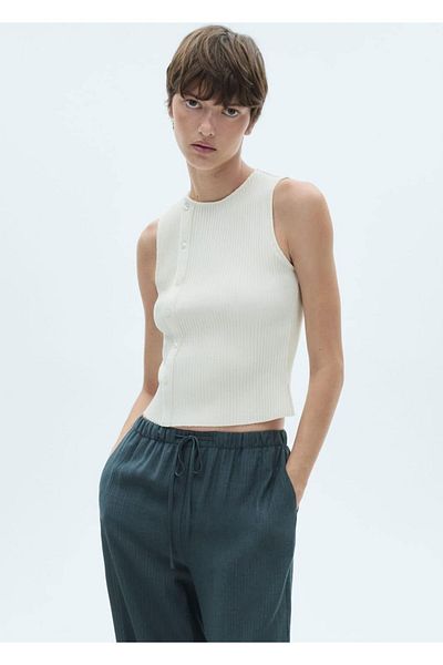 MANGO Woman Pantaloni cu detaliu nod drapat