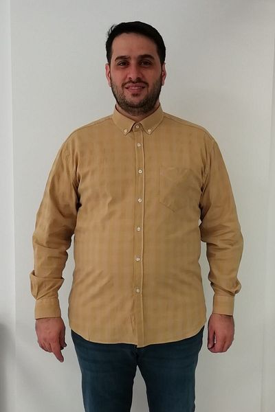 TOUSUS Plus Size Plaid Lycra Mustard Men's Shirt Btl-6032-tss