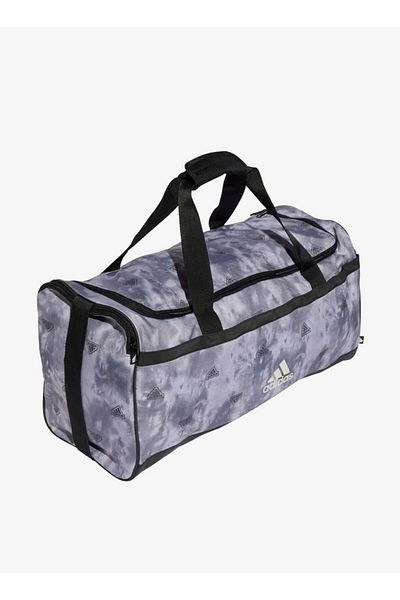 adidas Logo Print Duffel Bag with Handles and Zip Closure