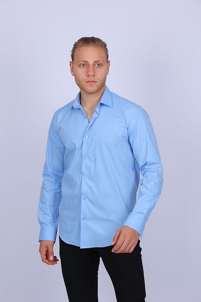 TOUSUS Мъжка риза Slim Fit синя Slm-5073-tss