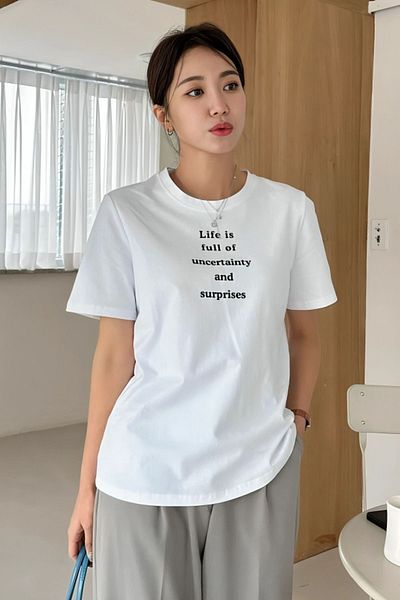 Pink Sky Λευκό μπλουζάκι Unisex Oversize με στάμπα "Life Is".