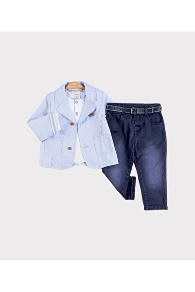 LİTTLE ANGELS Erkek Bebek Blazer Ceketli 3LÜ Takım