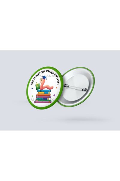 Genç Box Ben Kitap Kurduyum - Çocuk İğneli Rozet (20 Adet)