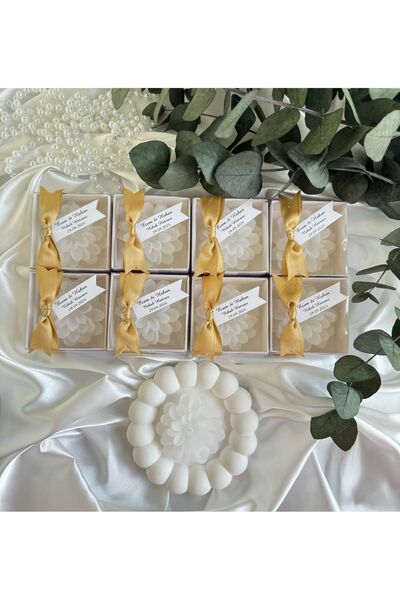 Gami Handmade Kutulu Lotus Mum Söz, Nişan, Nikah, Mevlüt, Doğum günü, Düğün, ...