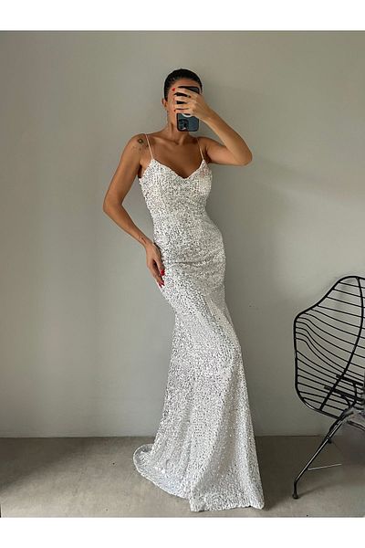 ADASTYLE Βελούδινο φόρεμα - μοντέρνο, ειδική περίσταση, βραδινό φόρεμα ψαριού, γραβάτα στην πλάτη και φερμουάρ