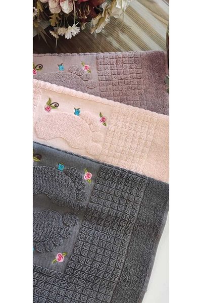 A.Z.H. New Season Mother's Dowry - 50X70 Cm, Luxury Embroidered Jacquard Foot Towel (Set of 3)