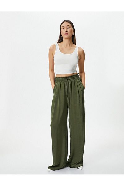 Koton Palazzo Hose mit Schnürung und hoher Taille