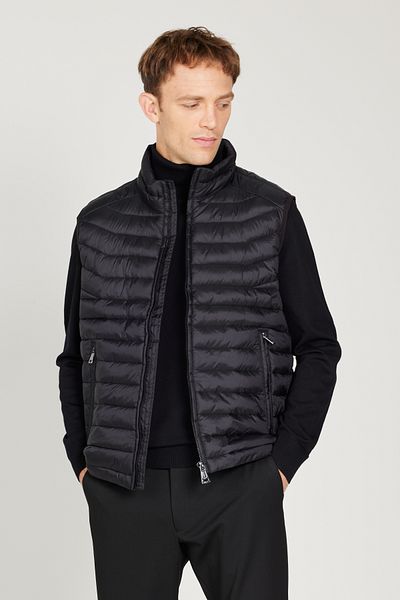ALTINYILDIZ CLASSICS Men's Black Vest - Standard Fit, Stand Collar, Casual Cut